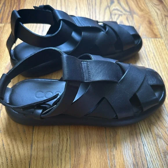COS Black Leather fisherman Sandals size US 7/ EURO 38 - Picture 2 of 7